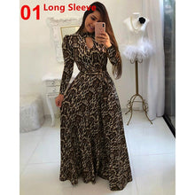 Load image into Gallery viewer, Women Long Maxi Dress Summer Floral Print Bohemian Beach Dress Casual Short Sleeve Bandage Party Dress Plus Size Vestidos