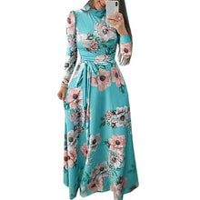 Load image into Gallery viewer, Women Long Maxi Dress Summer Floral Print Bohemian Beach Dress Casual Short Sleeve Bandage Party Dress Plus Size Vestidos