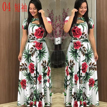Load image into Gallery viewer, Elegant Spring Autumn Women Dress 2019 Casual Bohmia Flower Print Maxi Dresses Fashion Hollow Out Tunic Vestidos Dress Plus Size