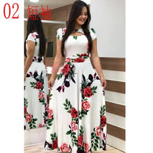 Load image into Gallery viewer, Elegant Spring Autumn Women Dress 2019 Casual Bohmia Flower Print Maxi Dresses Fashion Hollow Out Tunic Vestidos Dress Plus Size