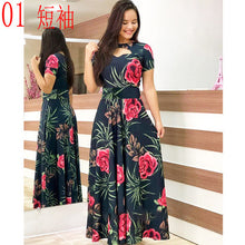Load image into Gallery viewer, Elegant Spring Autumn Women Dress 2019 Casual Bohmia Flower Print Maxi Dresses Fashion Hollow Out Tunic Vestidos Dress Plus Size