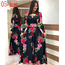 Load image into Gallery viewer, Elegant Spring Autumn Women Dress 2019 Casual Bohmia Flower Print Maxi Dresses Fashion Hollow Out Tunic Vestidos Dress Plus Size