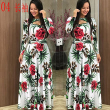 Load image into Gallery viewer, Elegant Spring Autumn Women Dress 2019 Casual Bohmia Flower Print Maxi Dresses Fashion Hollow Out Tunic Vestidos Dress Plus Size
