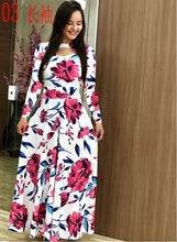 Load image into Gallery viewer, Elegant Spring Autumn Women Dress 2019 Casual Bohmia Flower Print Maxi Dresses Fashion Hollow Out Tunic Vestidos Dress Plus Size