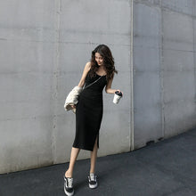 Load image into Gallery viewer, Dresses summer women sundress 2020 black side split long autumn female Sexy Grey Sleeveless Tank High Waist Solid Casual