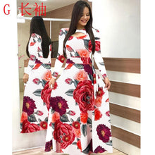 Load image into Gallery viewer, Elegant Spring Autumn Women Dress 2019 Casual Bohmia Flower Print Maxi Dresses Fashion Hollow Out Tunic Vestidos Dress Plus Size
